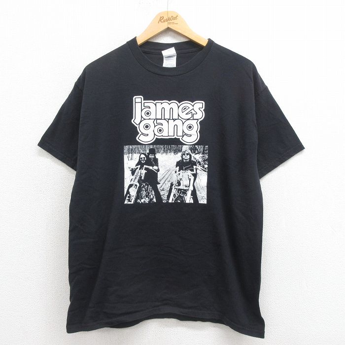 L★古着 半袖 ビンテージ ロック バンド Tシャツ メンズ 00年代 00s ジェイムスギャング コットン クルーネック 黒 ブラック 25aug06 中古