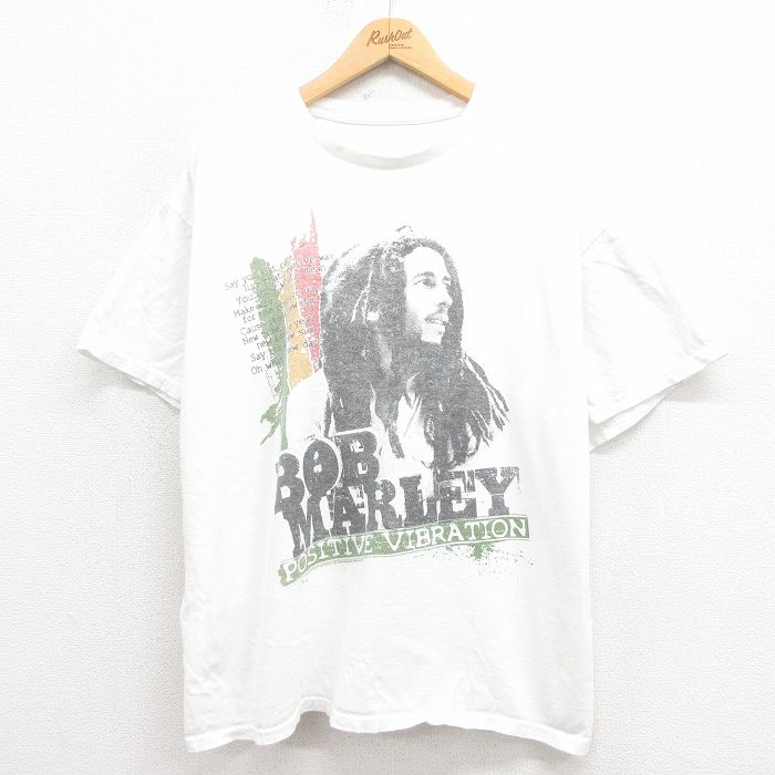 XL★古着 半袖 ビンテージ ロック バンド Tシャツ メンズ 00年代 00s ボブマーリー 大きいサイズ 白 ホワイト 25aug06 中古