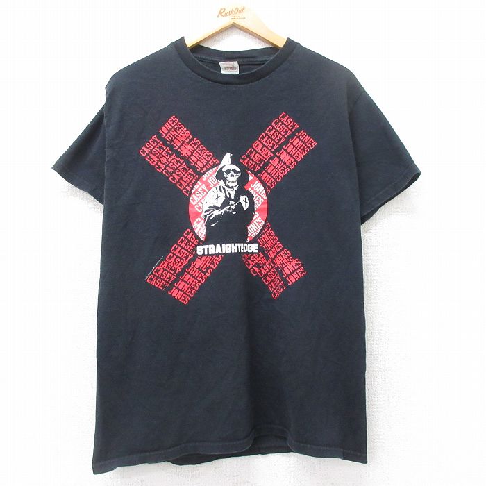 【50%OFF】L★古着 半袖 ビンテージ ロック バンド Tシャツ メンズ 00年代 00s ケーシージョーンズ コットン クルーネック 黒 ブラック 25aug20 中古