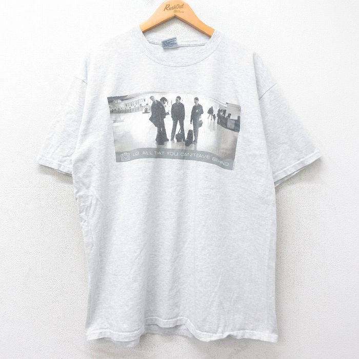 XL★古着 半袖 ビンテージ ロック バンド Tシャツ メンズ 00年代 00s U2 大きいサイズ クルーネック USA製 薄グレー 霜降り 【spe】 25aug20 中古
