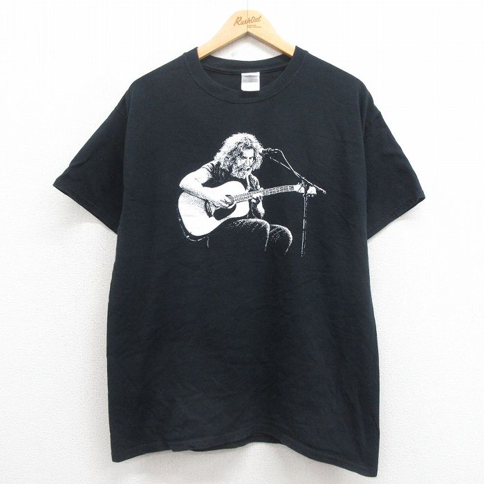 L★古着 半袖 ビンテージ ロック バンド Tシャツ メンズ 00年代 00s ジェリーガルシア コットン クルーネック 黒 ブラック 25aug21 中古