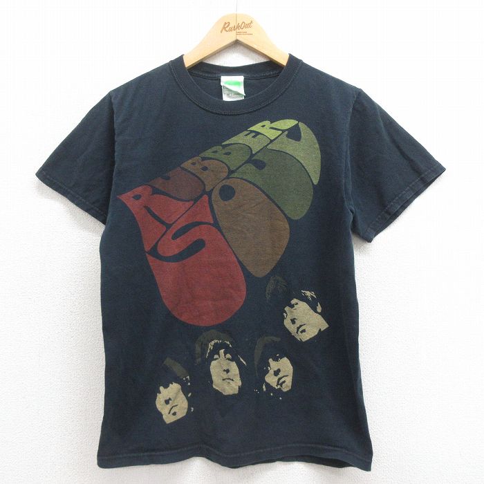 S★古着 半袖 ビンテージ ロック バンド Tシャツ メンズ 00年代 00s ビートルズ The Beatles コットン クルーネック 黒 ブラック 【spe】 25aug21 中古