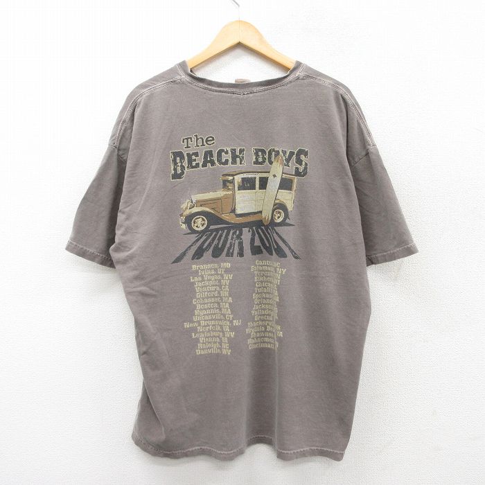 【50%OFF】XL★古着 半袖 ビンテージ ロック バンド Tシャツ メンズ 00年代 00s ビーチボーイズ 大きいサイズ コットン クルーネック 茶系 ブラウン 25aug30 中古