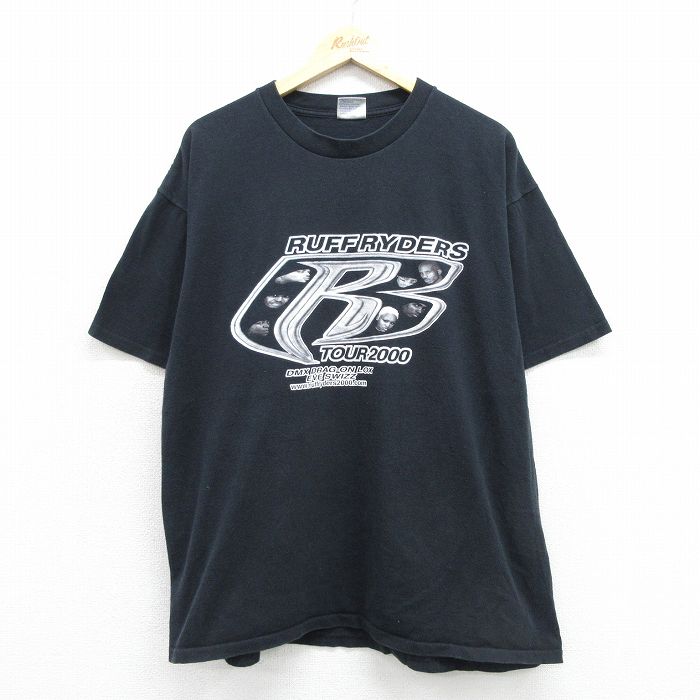 00s 半袖Tシャツ ラフライダース ブラック メンズXL相当 | 古着