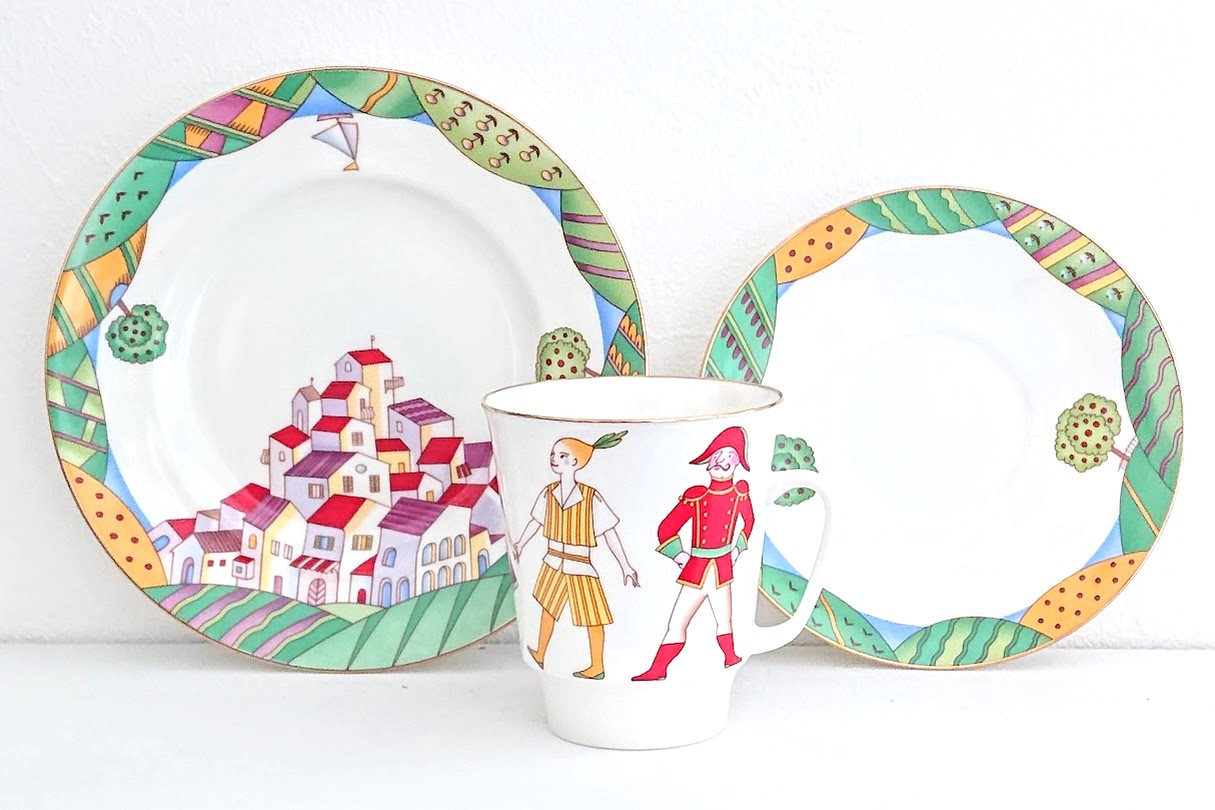 インペリアルポーセレン・バレエシリーズ　＜チポリーノ＞トリオ（カップ＆ソーサー＆ケーキプレート）