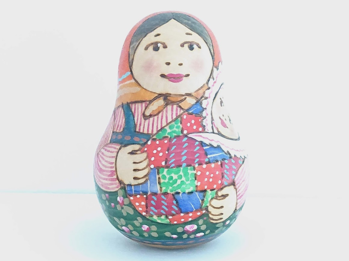 ドゥビニッチ作　ウッドバーニング・ネヴァリャーシカ（起き上がりこぼし）＜赤ちゃん＞　/9.2cm