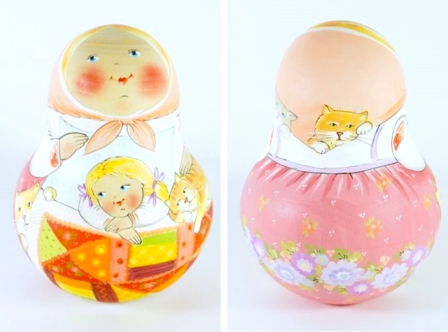 イリーナ・ヴァトゥルーシキナ作　ネヴァリャーシカ（起き上がりこぼし）Lサイズ ＜ネコちゃん、大好き！＞　/10.8cm