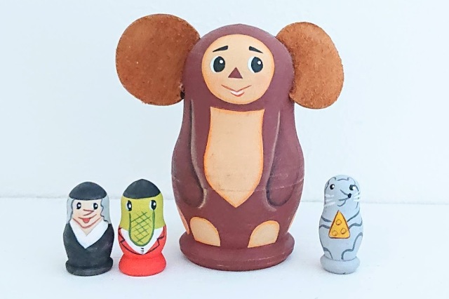 ニキーチン工房 チェブラーシカ・マトリョーシカ /チェブ・ゲーナ・シャパクリャク・ラリースカ 1+3ピース