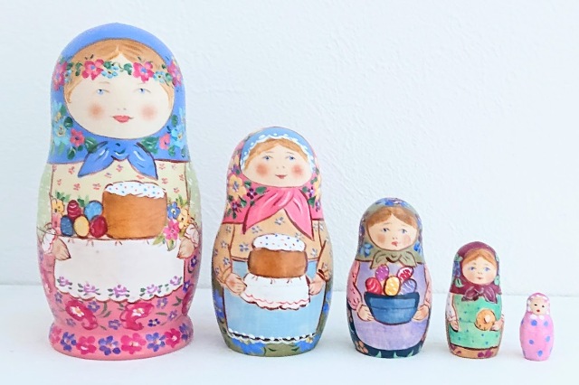 ダノーヴァ作　民族衣装マトリョーシカ　5ピース・Sサイズ　＜ロシアのイースター/パスハ＞　/　10.9cm