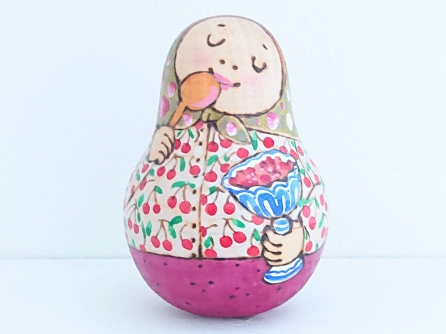 ドゥビニッチ作 ウッドバーニング・ネヴァリャーシカ(起き上がりこぼし)<ベリーのコンポート> /9.2cm