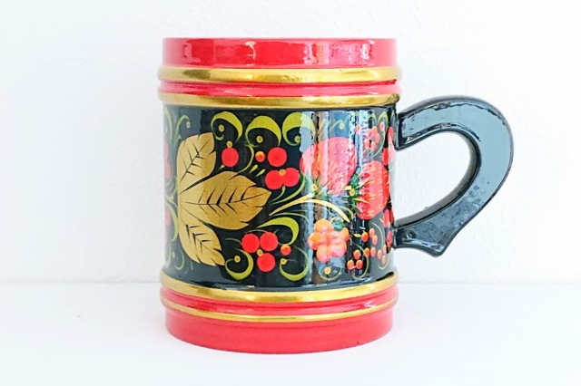 ホフロマ塗り　イチゴ＆ベリー 木製カップ　Mサイズ　/直径7.5×9cm