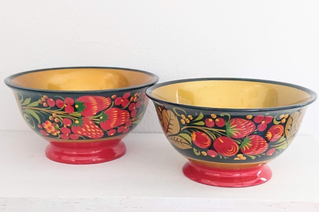 ホフロマ塗り イチゴ&ベリー 高台小鉢 /直径11cm×高さ6cm