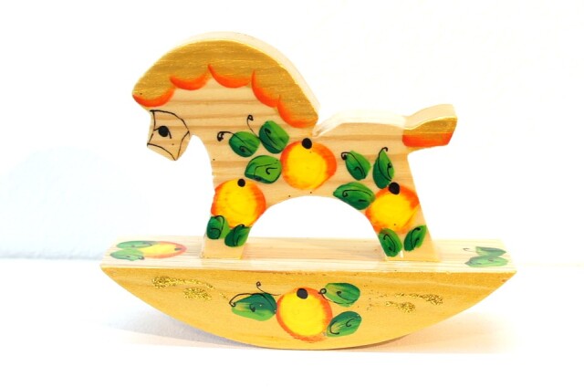 木馬のオーナメント Mサイズ<木目> /高さ8.2cm