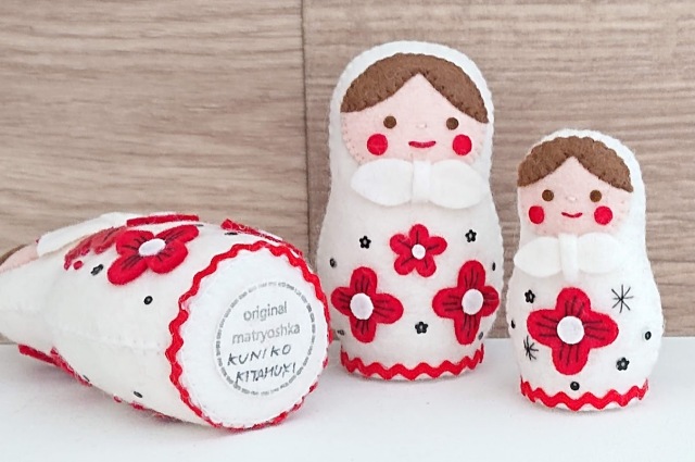 ★未使用品★　マトリョーシカ　オリガザバイキナ　織物 ロシア雑貨☆ヒマワリ マトリョーシカ(5P)H18cm オリガ