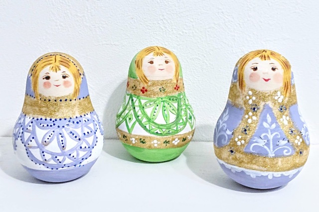 マルンコーヴァ作　カラフルネヴァリャーシカ（起き上がりこぼし）　3種類　/　8.7～9.3cm