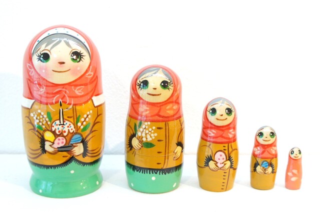 クラスノーヴァ作 民族衣装マトリョーシカ 5ピース <ロシアのイースター・パスハ> /10.8cm