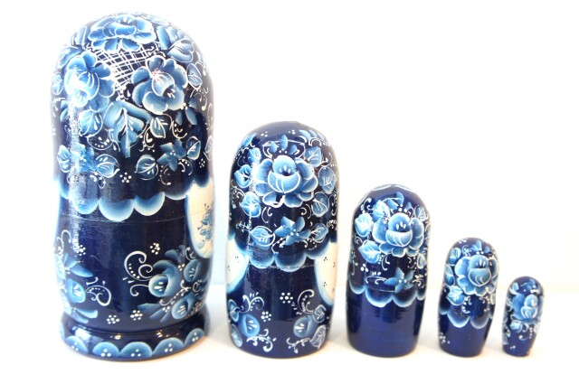 民族衣装マトリョーシカ 5ピース ＜グジェーリ模様＞ /15.3cm
