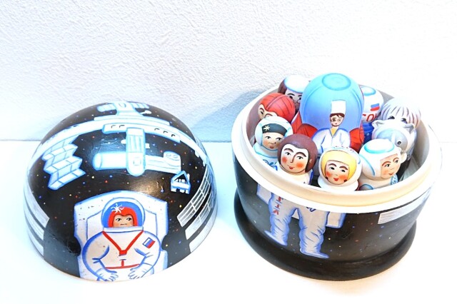 ニキーチン工房マトリョーシカ「宇宙旅行」オルゴール付きロシア宇宙