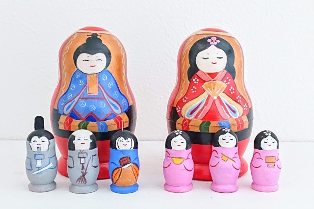 ニキーチン工房作 ひな祭りマトリョーシカ 「お内裏様＆お雛様」 1+3
