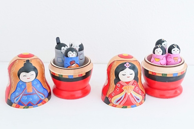 ニキーチン工房作 ひな祭りマトリョーシカ 「お内裏様＆お雛様」 1+3