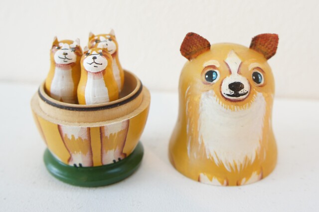 ニキーチン工房作 チワワ親子マトリョーシカ 3+1ピース /8cm