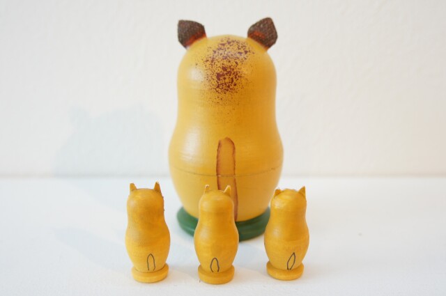 ニキーチン工房作 チワワ親子マトリョーシカ 3+1ピース /8cm