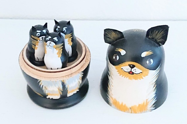 ニキーチン工房作 チワワ親子マトリョーシカ 3+1ピース /8cm