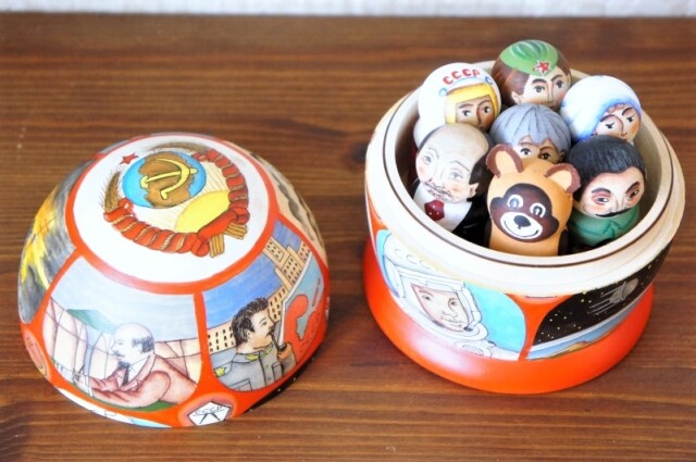 希少！ソビエト時代　マトリョーシカ　本場ソ連購入　50年前　木製　手作り10体 希少！ソビエト時代 マトリョーシカ 本場ソ連購入 50年前 木製 手作り10体