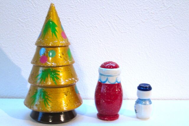 ロシアのマトリョシカ 7個　クリスマス ロシアのマトリョシカ 7個クリスマス