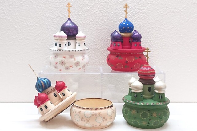 オリガ・ラバーナヴァ作 ロシア正教寺院型小箱 / 高さ10cm×直径6cm