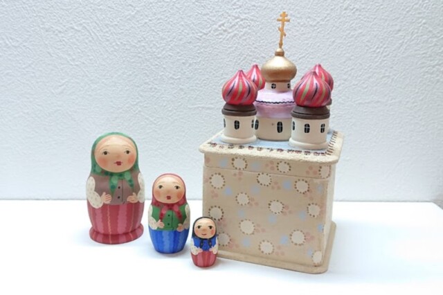 オリガ・ラバーナヴァ作 ロシア正教寺院型小箱（L） / 8.5cm×8.5cm×高