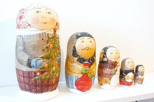 ロシア雑貨☆ウッドバーニングマトリョーシカ5Pミラ作 男の子&馬