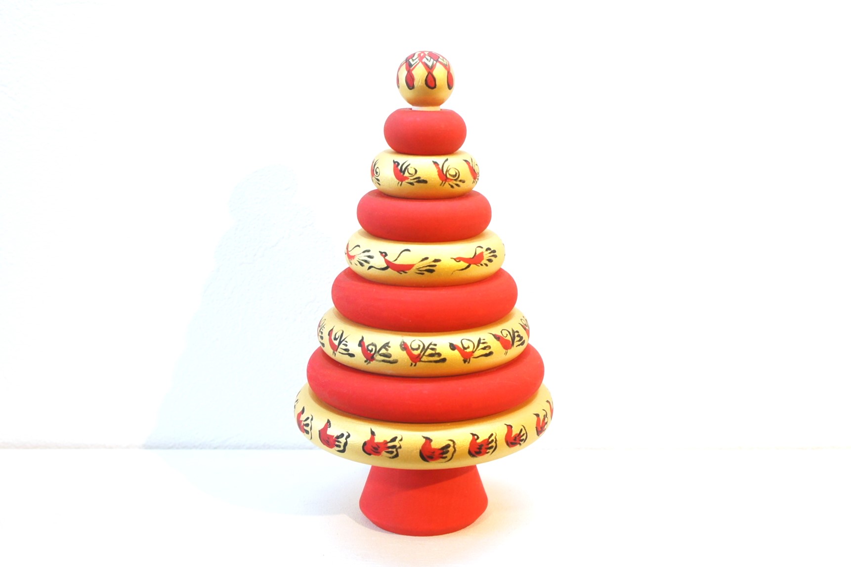 マルンコーヴァ作　メゼーニ塗り　クリスマスツリー（ヨールカ）・積み上げおもちゃ　9段　Lサイズ　/17.8cm