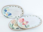 安藤喜代子　彩・楕円皿・小　＜ピンク/イエロー/ブルー＞　/　17×11.5cm