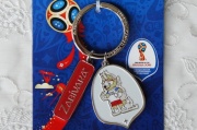 【SALE】FIFAサッカーワールドカップ2018　公式マスコット・オオカミのザビヴァーカ　ネームタグ付きメタルキーリング　Bタイプ　【クリックポスト送付可】