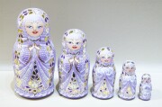 フィラートヴァ作　「祈り」キラキラ！スリムマトリョーシカ　5ピース＜パープル＞　/14cm