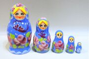 キーロフ・マトリョーシカ（Ｍ）　＜蝶とバラ／ブルー＞　5ピース/10.8cm