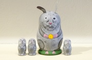 ニキーチン工房作　ネズミの親子マトリョーシカ　3+1ピース　/8cm
