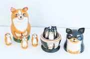 ニキーチン工房作　チワワ親子マトリョーシカ　3+1ピース　/8cm　