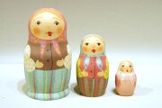 オリガ・ラバーナヴァ作　カラフルマトリョーシカ　３ピース（S）Cタイプ　/7cm