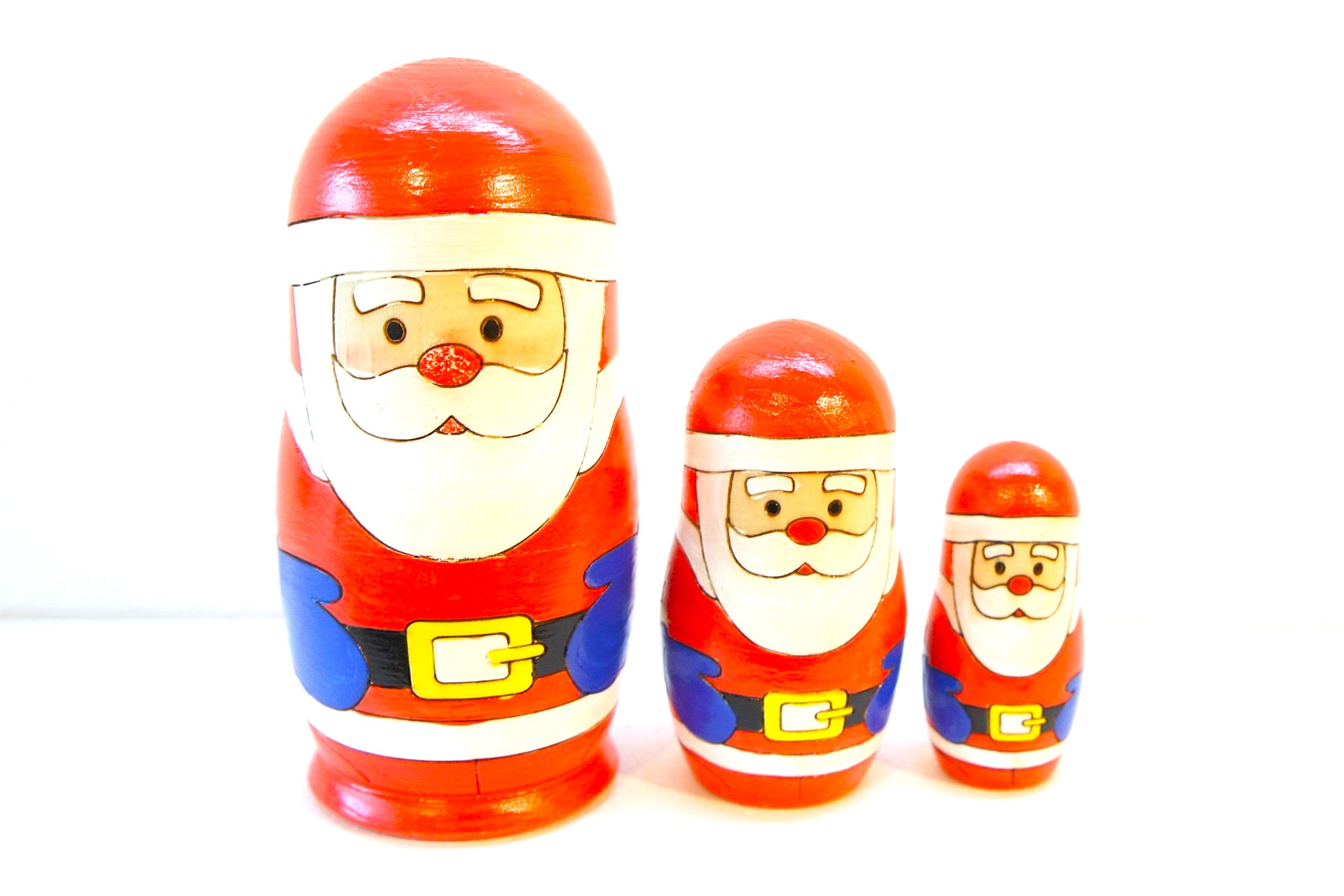 ロシアのサンタ・ジェド=マロースマトリョーシカ　3ピース　 /10.3cm