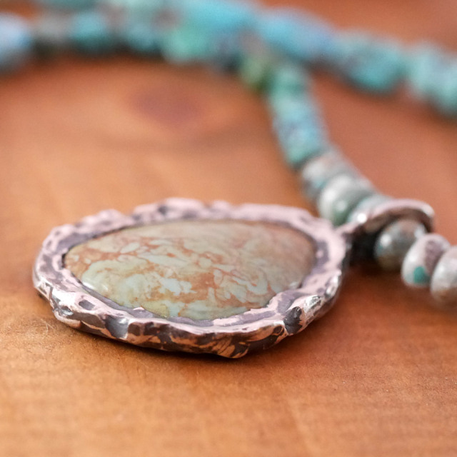 RYOKU　ターコイズ×シルバートップ　ターコイズビーズ　天然石ネックレス1点モノ