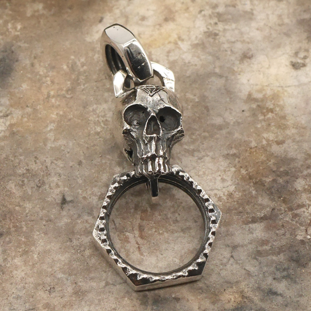 TOOL925 スカル×ロックナット シルバーペンダントトップ skull × lock