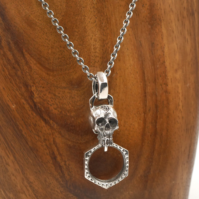 TOOL925 スカル×ロックナット シルバーペンダントトップ skull × lock
