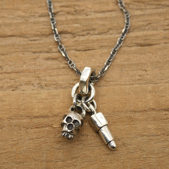 tool925 スカル×口紅　シルバチャームーペンダント