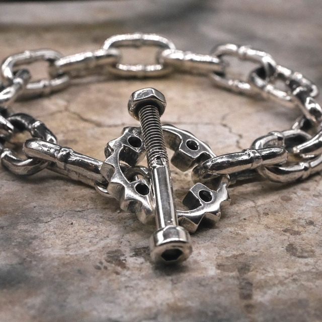 TOOL925 スカル×ボルト　シルバーブレスレット