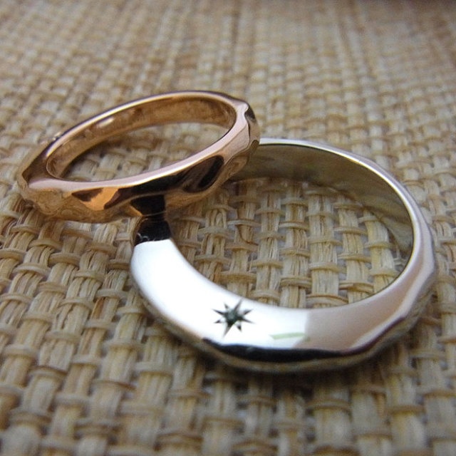 オーダーメイドマリッジリング　【プラチナ、グリーンガーネット、K18 ピンクゴールド、ダイヤモンド】