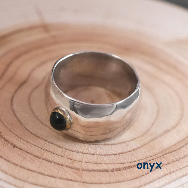 RYOKU 甲丸ワイドリング silver × stone　ripples ring