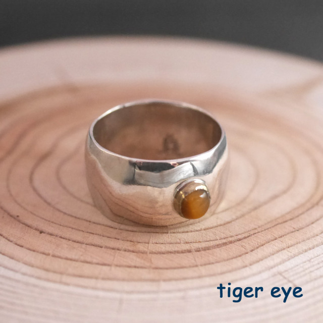 RYOKU 甲丸ワイドリング silver × stone　ripples ring