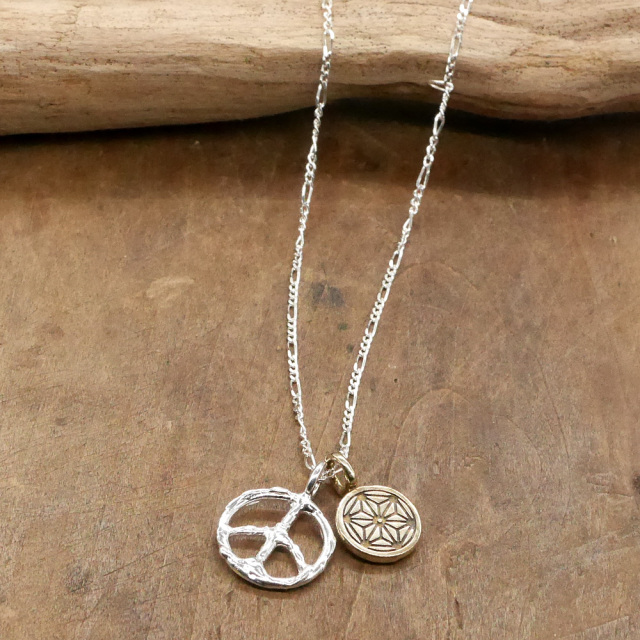 ピース　麻文様　2連ペンダント